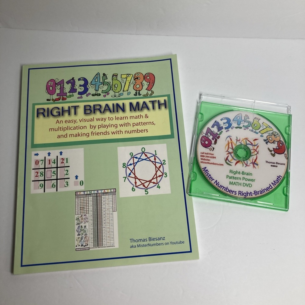 Growth-Ink Right Brain Math Book & DVD Thomas Biesanz Green Patterns Textbook